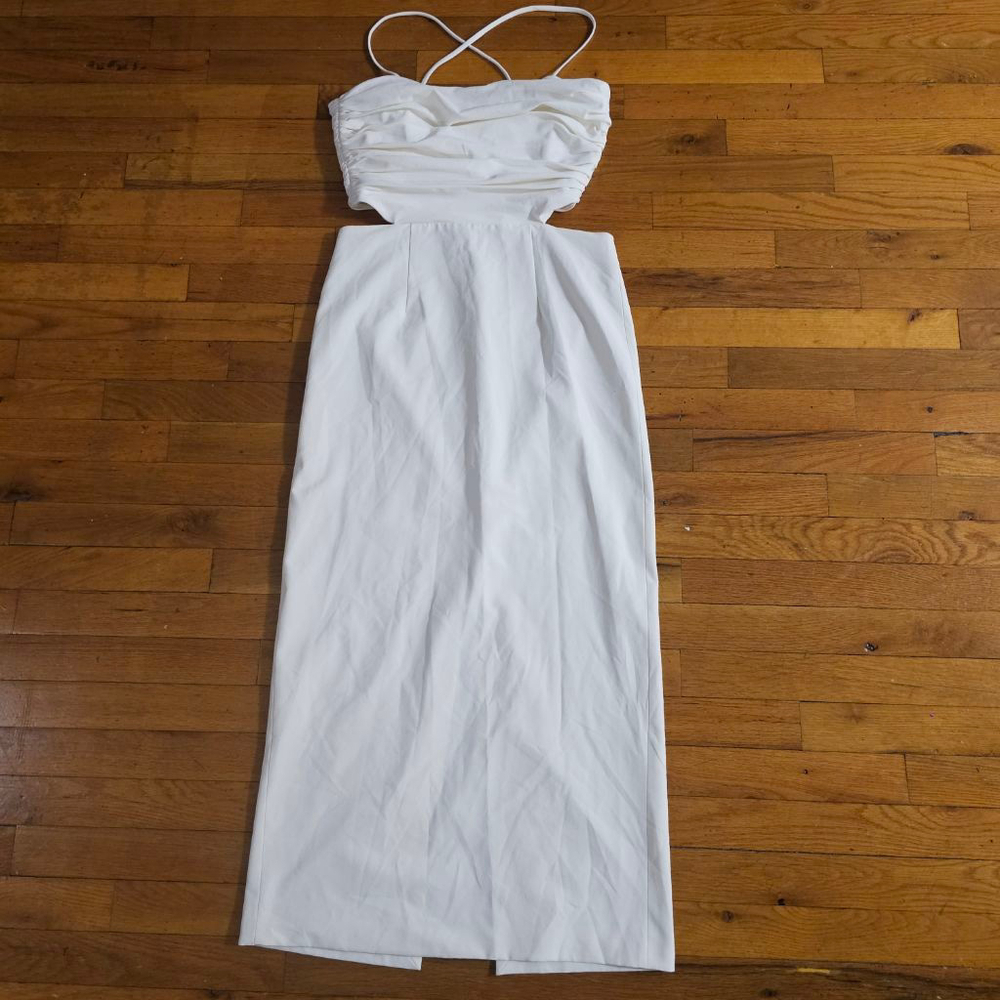 Cinq a Sept White Ruched Cutout Maxi Dress Size 8